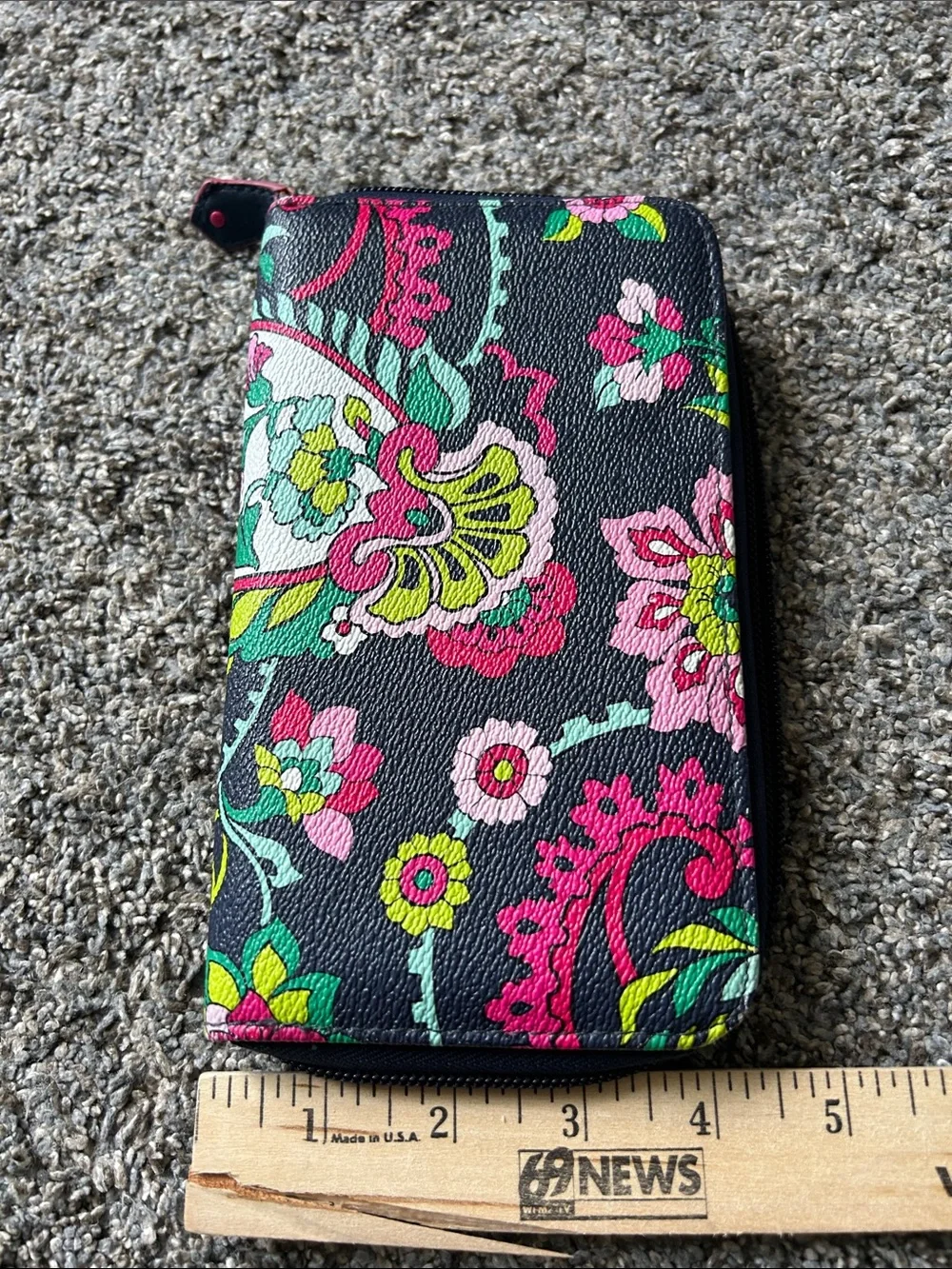 Vera Bradley Navy Floral Paisley Zip Wallet